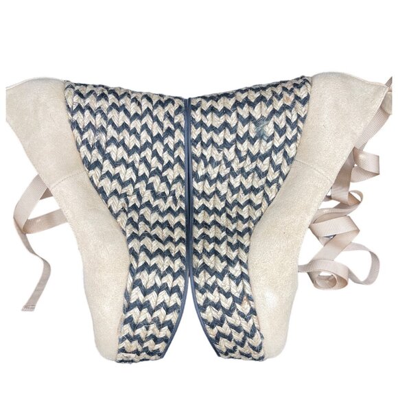 NIB Free People CHARADE Women's Beige Espadrille Wedge Shoes Suede Camel Size 39 - Picture 4 of 9